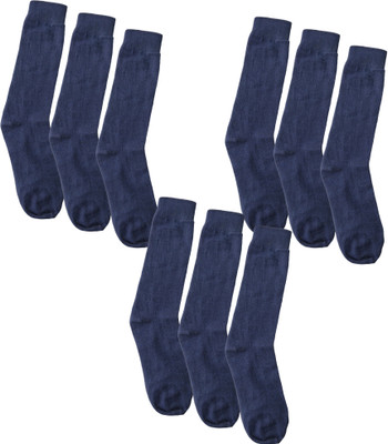 QUEERY Men Solid Mid-Calf/Crew(Pack of 9)