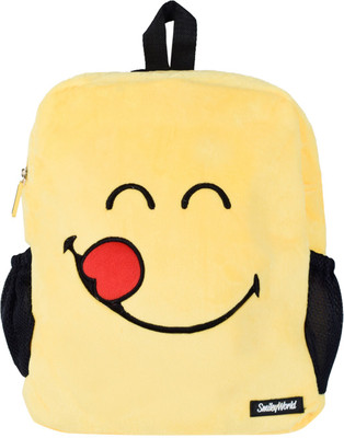 

Smiley World Hungry Expression Soft Toy School Bag By Ultra - 14 inch(Yellow)