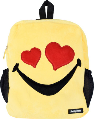 

Smiley World Heart Eyes Soft Toy School Bag by Ultra - 14 inch(Yellow)