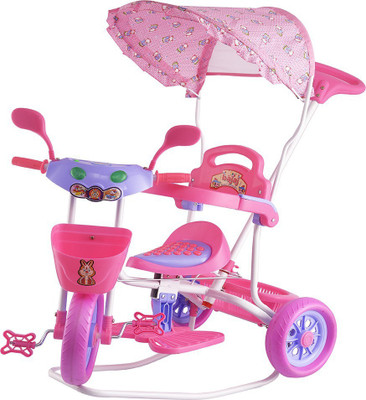 

Oximus Baby Tricycle for Kids with Front Back Basket, Canopy & Push Parent Handle Recommended for Toddler 1,2,3,4,5 Years Old Children Musical Tricycle for Baby Boys & Girls Gift (Gold) ) Best trike Make in India (Rocking) Tricycle for kids 515ATrikePink 