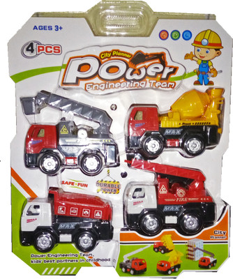 

TALKING GANESHA Unbreakable Engineering Vehicles Friction Die Cast Cars (Pack of 4) with Pull Back action - Multicolor(Red)