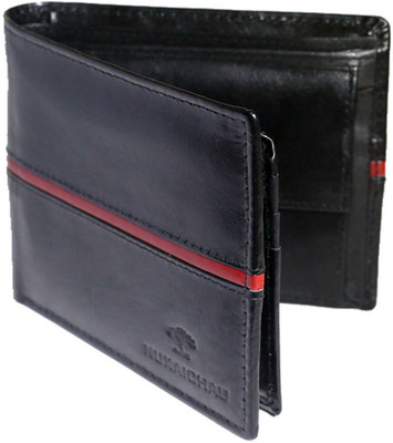 

Nukaichau Men Casual Black Genuine Leather Wallet(9 Card Slots), Red