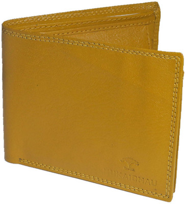 

Nukaichau Men Evening/Party Yellow Genuine Leather Wallet(9 Card Slots)