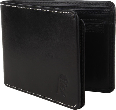 

Wooden Men Formal Black Genuine Leather Wallet(6 Card Slots)