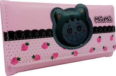

opazo Girls Pink, Black Artificial Leather Wallet(4 Card Slots), Black;pink