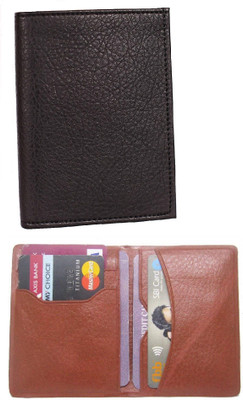 

FERRET Men Tan, Black Genuine Leather, Artificial Leather Card Holder(6 Card Slots), Black;tan