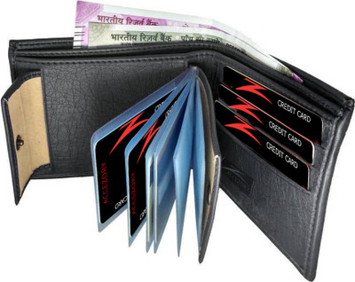 

Accezory Men Casual Black Artificial Leather Wallet(9 Card Slots)