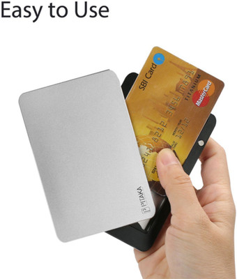 Pitaka Men Silver Aluminium Card Holder(1 Card Slot), Silver - black shiny plain