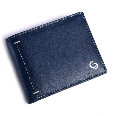 

GETOREE Men Casual Blue Genuine Leather Wallet(3 Card Slots)