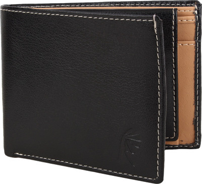 

Wooden Men Casual Black Artificial Leather Wallet(5 Card Slots), Black cream