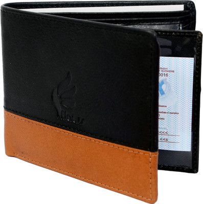 

Flaws Men Casual Black, Tan Genuine Leather Wallet(8 Card Slots), Black brown