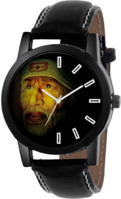 

HKG Sai Baba Print Black Dial & Black Lather Watch Watch - For Men