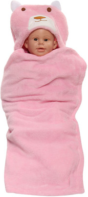 

Muren Animal  Hooded Baby Blanket(Fur, Pink