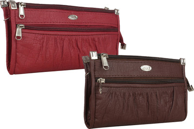 

Fillincart Casual, Formal, Party Maroon, Brown Clutch, Brown;maroon
