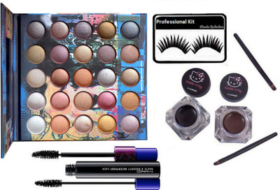 

Professional kit Eyelashes, My Love Eyeshadow Palette, Two Eyeliner, Houte and Naughty Double Effect Mascara(Set of 4)