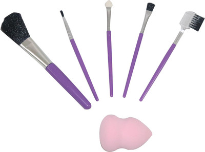 

Mopi Makeup Brushes Set 6 Eyebrow Foundation Powder puff 1 Eyeliner Lip Brushes (Pack of 6)(Set of 6)