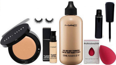 

Professional kit Sponge Puff, Mac face and Body Foundation,Waterproof Eyeliner, Pro long wear with Bobbi Brown Corrector Concealer(Set of 6)