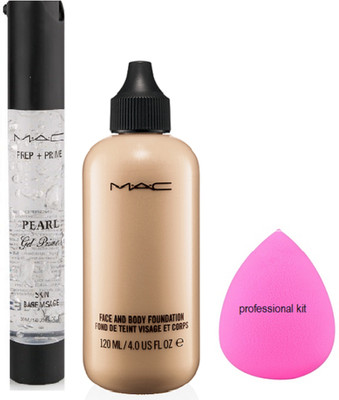 

professional kit sponge puff and mac face & body foundation with Prep+Prime pearl primer gel(Set of 3)
