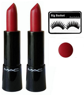 

big basket Eyelashes & Retro Matte Finish Lipstick Blood Color(Set of 3)