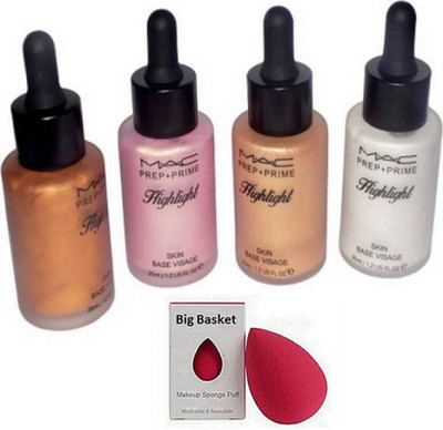

big basket Sponge Puff & Mac Prep-Prime Skin Base Highlight Set Of 4(Set of 5)