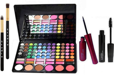 

studio Make up Brush 2 WIth Mac LiquidLast Liner, Houte and Naughty Mascara, 78 shades Make Up Palette(Set of 5)