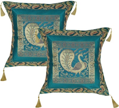 Lal Haveli Silk Cushions & Pillows Cover(Pack of 2, 45.72 cm*45.72 cm, Green)