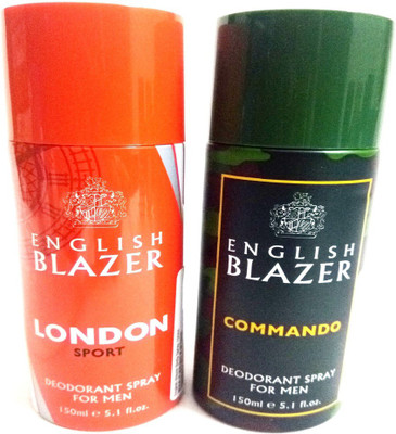 

ENGLISH BLAZER LONDON SPORT AND COMMANDO Deodorant Spray - For Men(300 ml, Pack of 2)