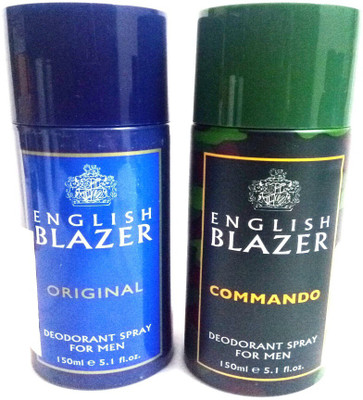 

ENGLISH BLAZER ORIGINAL AND COMMANDO Deodorant Spray - For Men(300 ml, Pack of 2)