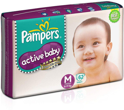

Pampers Active Baby Medium Size Diapers (62 Count) - M(62 Pieces)