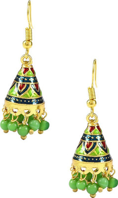 

GanpatiBazaar Golden Mina Jhumki Earring set in Multicolor (Gold, Black, Maroon, Green) Pearl Alloy Jhumki Earring