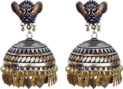 

Karatique Oxidized Dual Tone Peacock Stud Jhumka Jhumki Jhumkas Jumkas Earrings for Girls and Women Metal Jhumki Earring