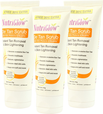 

NutriGlow DE-TAN Face Scurb Instant Tan Removal and Skin Lightening Pack of 3 Scrub (65 g) Face Wash(65 ml)