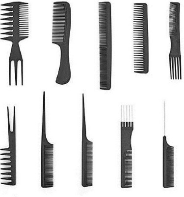 

BOXO Home And Salon Use Hair Comb Set For Men And Women, 10 Pcs, Black