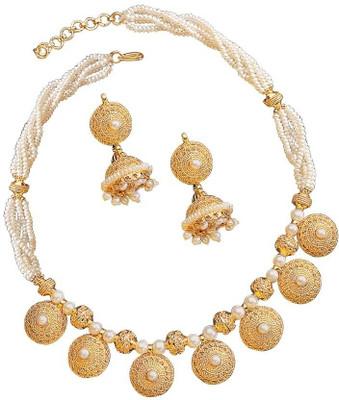

Surat Diamond Metal Jewel Set(White, Gold)