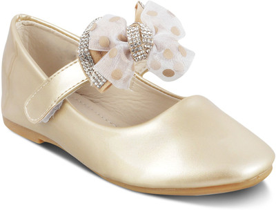 

KITTENS Girls Velcro Ballerinas(Gold