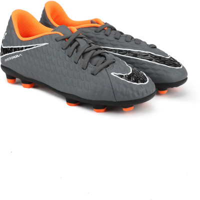 

Nike Boys & Girls Lace Football Shoes(Grey, Dark grey/total orange-white