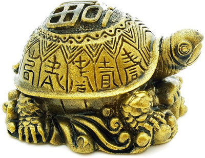 numeroastro Numeroastro Feng Shui Turtle/Tortoise For Good Luck & Longivity (Polyresin) (10 Cms) Decorative Showpiece  -  6.5 cm(Brass, Gold)