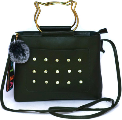 

Ferishta Women Evening/Party, Casual, Formal Green Rexine Sling Bag