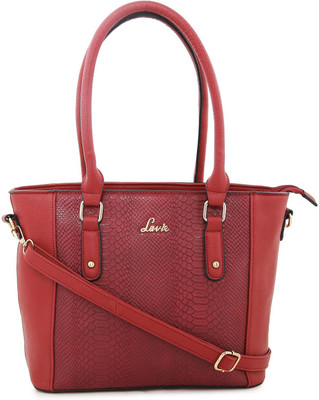 Lavie Women Evening/Party Red Genuine Leather Tote