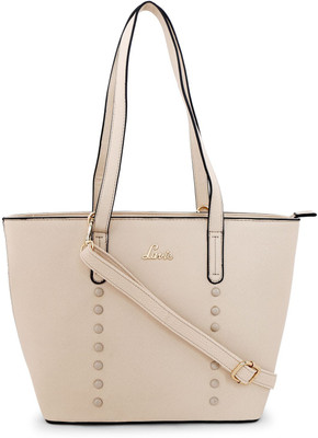 Lavie Women Evening/Party Beige Genuine Leather Tote