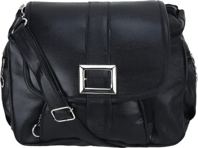 

BumBart collection Women Evening/Party Black Leatherette Sling Bag