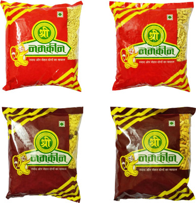 

Shree Namkeen Poha Sev, Laung Sev, Khatta Meetha Mixture and Mix-Mixture - Pack of 4, 200g. Each.(800 g, Pack of 4)
