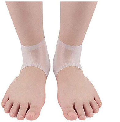 

DALUCI 1 Pair Silicone Moisturizing Gel Heel Socks Cracked Foot Skin Care Protector Heel Support (, Clear, White