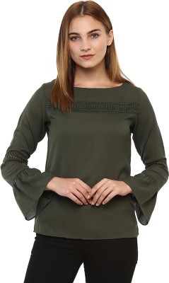 MAYRA Casual Full Sleeve Solid Women Green Top