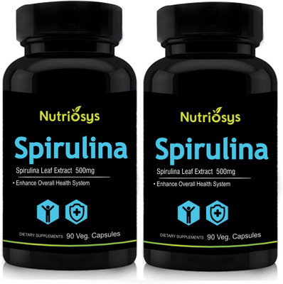

Nutriosys Spirulina 500mg ( Veg Capsules)- Pack of 2(180 No)