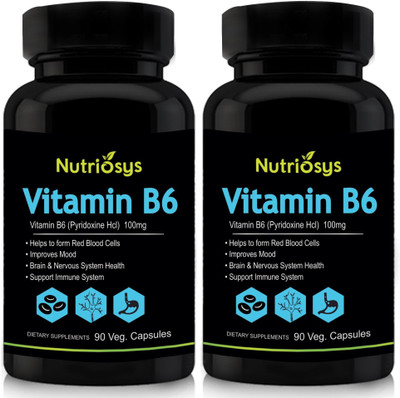 

Nutriosys Vitamin B6 - 100mg (Veg Capsules)-Pack of 2(180 No)