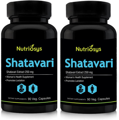 

Nutriosys Shatavari 250mg ( Veg Capsules)- Pack of 2(180 No)
