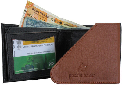

pocket bazar Men Tan, Black Artificial Leather Wallet(5 Card Slots)