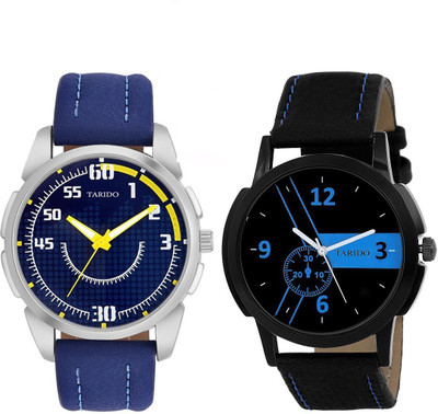 Tarido Classic black dial black leather strap analog wrist Analog Watch  - For Men
