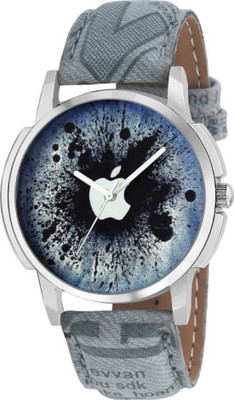 

Montres New Designer Print Dial Silver Case Blue Leather Belt Men & Women Watch - For Boys & Girls